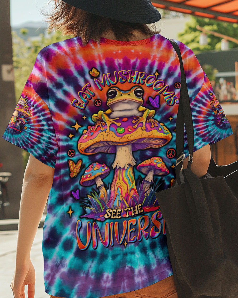 Eat Mushrooms See the Universe Trippy Tie Dye Frog Design AOP Shirts _12_ CH3sy