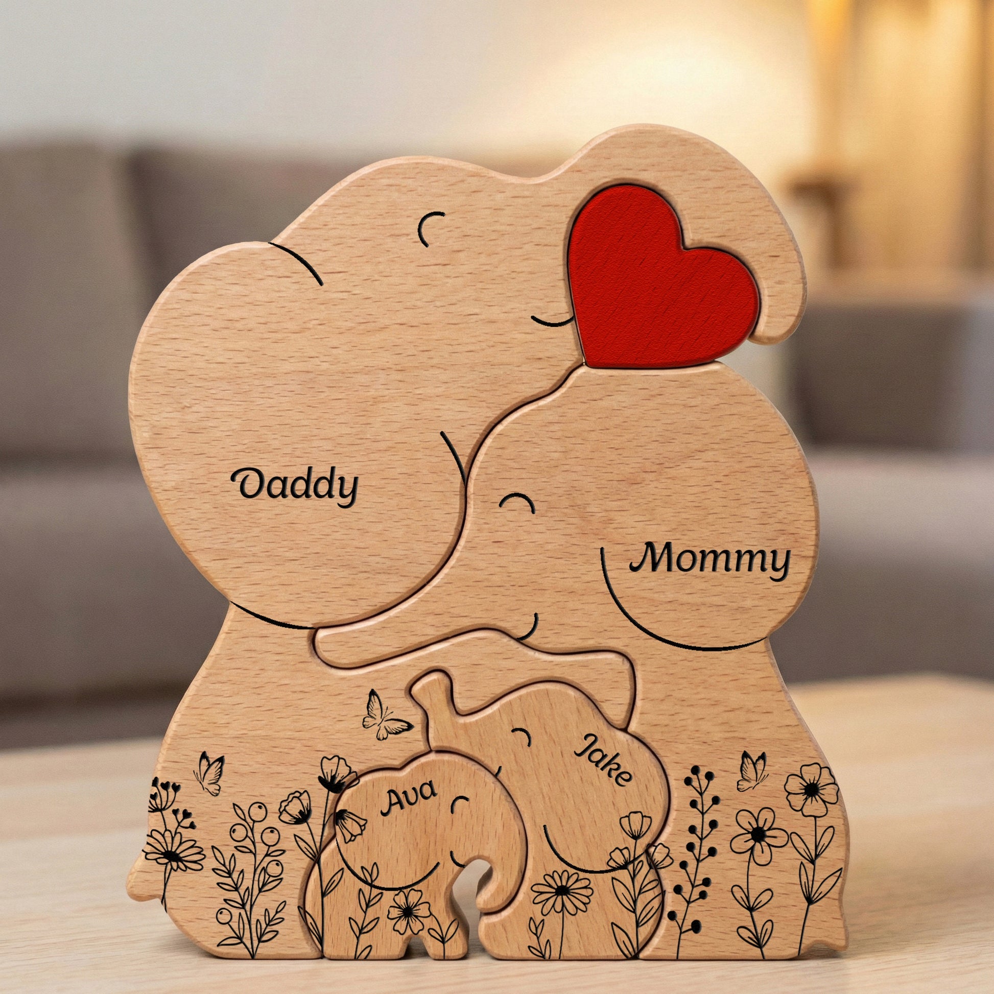 Elephant Family Parents _ Kids Custom Names Mother_s Day Gift Personalized Wooden Family Puzzle_1_3da449e4 90e2 4697 99d1 fb98f71bc301
