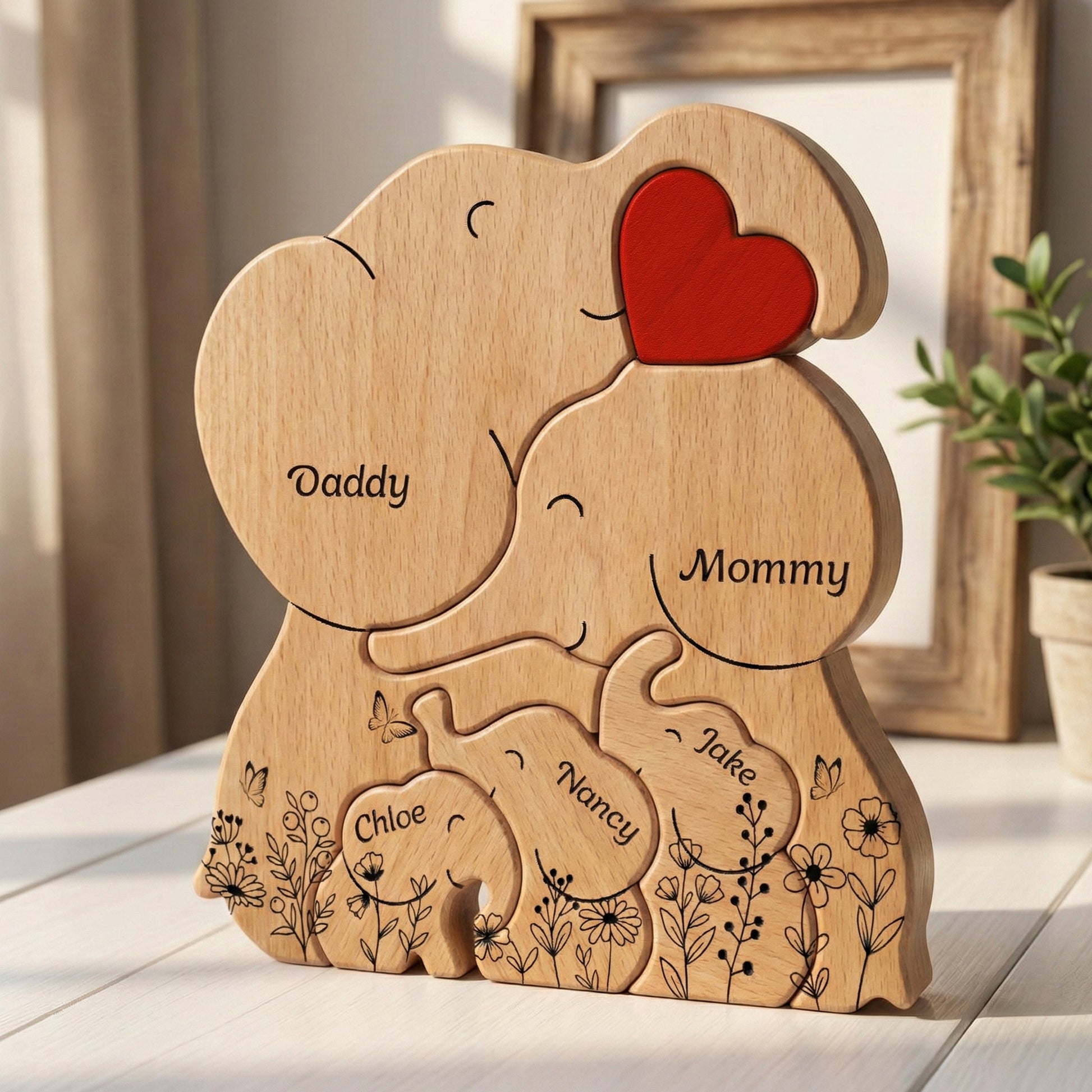Elephant Family Parents _ Kids Custom Names Mother_s Day Gift Personalized Wooden Family Puzzle_2_11d1548a a20c 4074 8096 b2120352b9fa