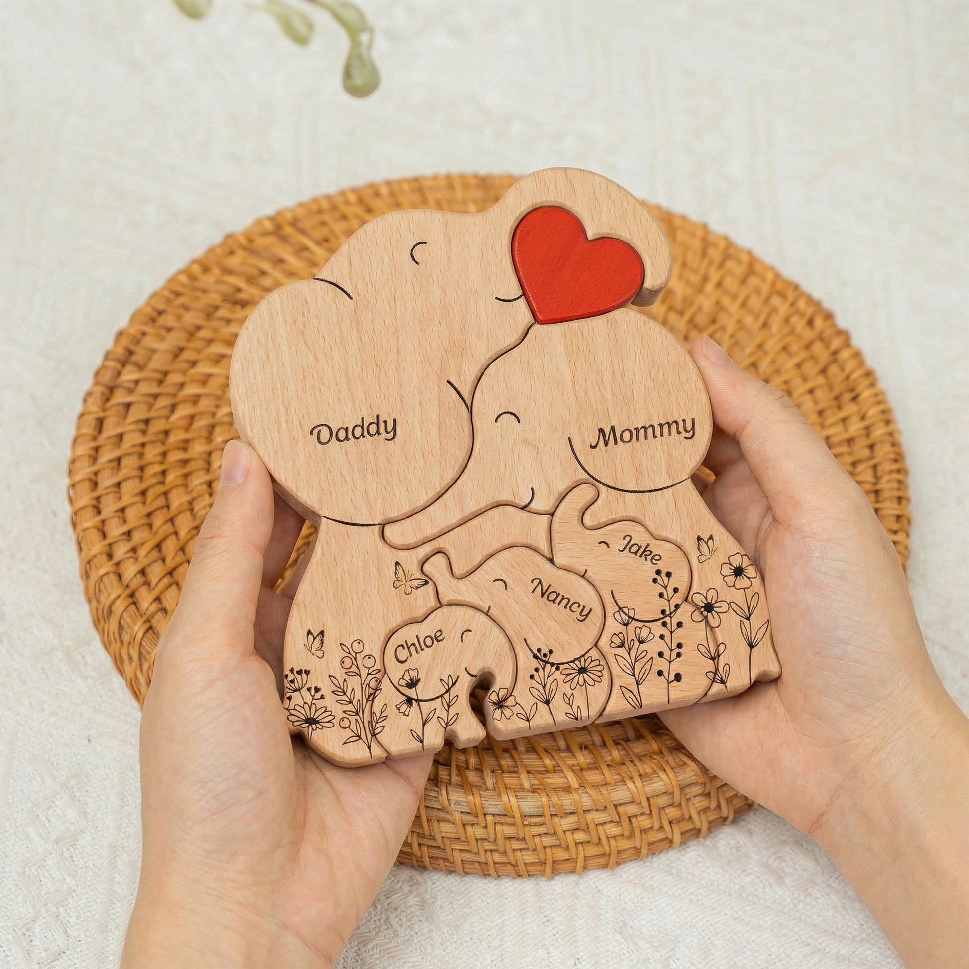 Elephant Family Parents _ Kids Custom Names Mother_s Day Gift Personalized Wooden Family Puzzle_3_10214f7a 74ff 4b13 8e2c a0d3738583d8