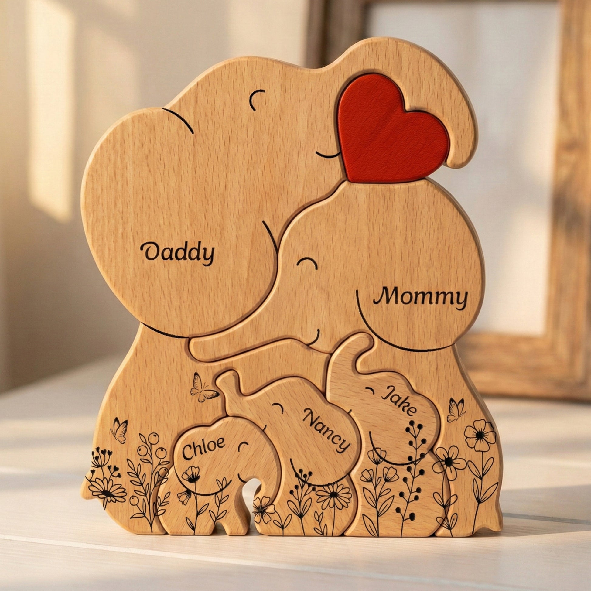 Elephant Family Parents _ Kids Custom Names Mother_s Day Gift Personalized Wooden Family Puzzle_6_307d48af 56fb 4557 90c9 4b239dc7d85c