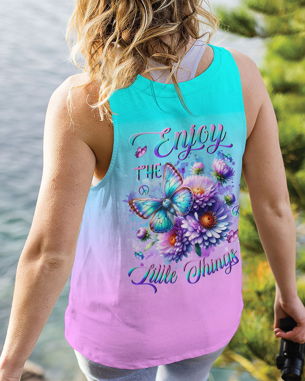 Enjoy the Little Things Tie Dye Daisy Butterfly Design for Women AOP Shirts _11_ ps13c