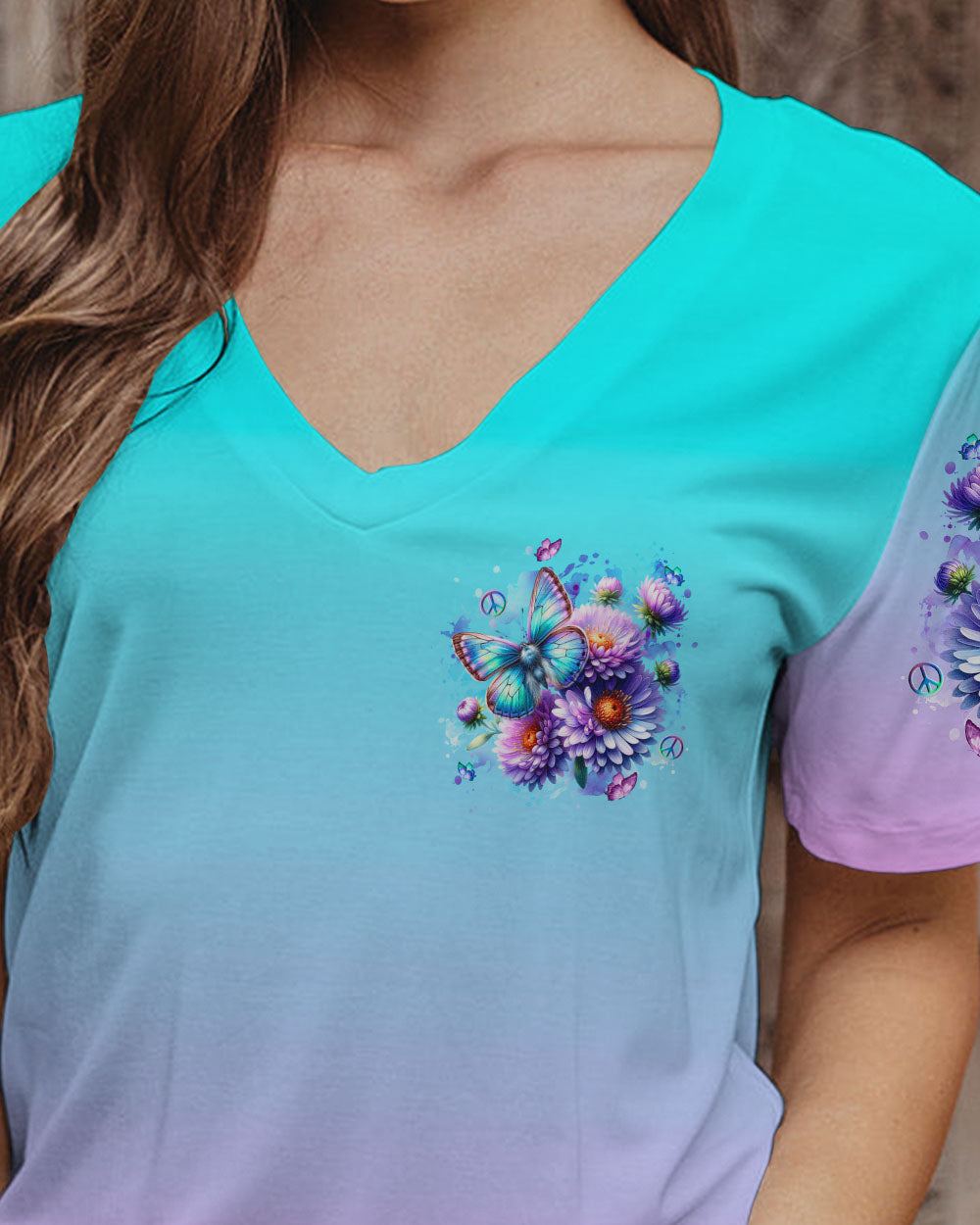 Enjoy the Little Things Tie Dye Daisy Butterfly Design for Women AOP Shirts _2_ tuqEN