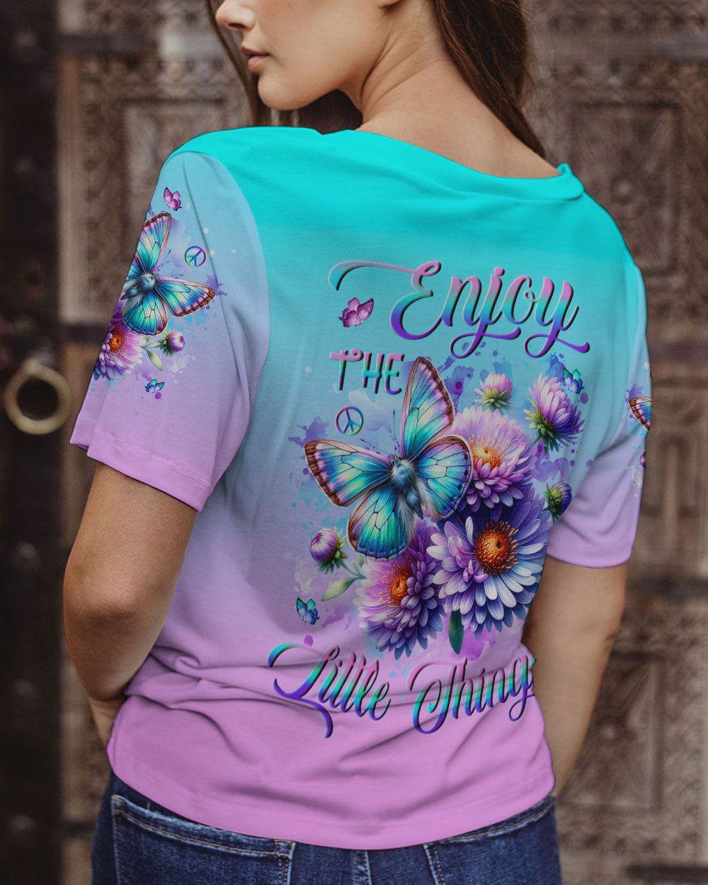 Enjoy the Little Things Tie Dye Daisy Butterfly Design for Women AOP Shirts _3_ Cyn1a