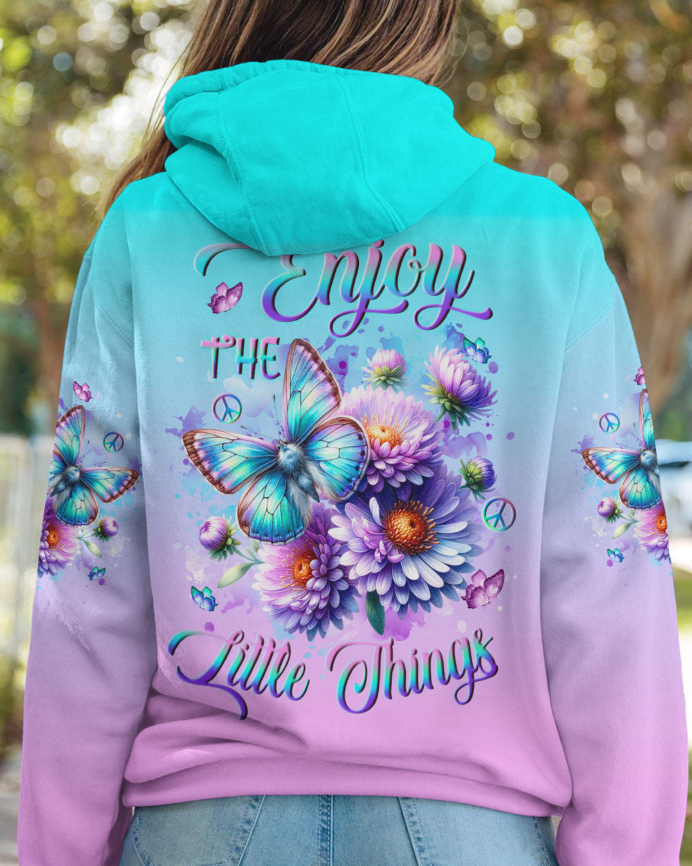 Enjoy the Little Things Tie Dye Daisy Butterfly Design for Women AOP Shirts _5_ hpCws