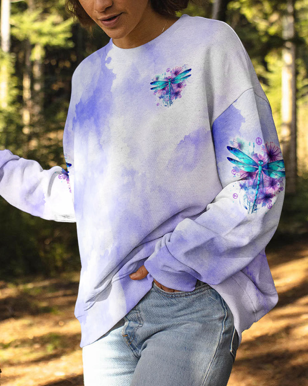 Every Little Thing Is Gonna Be Alright Peacefu Purple Dragonfly Inspirational Graphic AOP Shirts _8_ 5CuYX