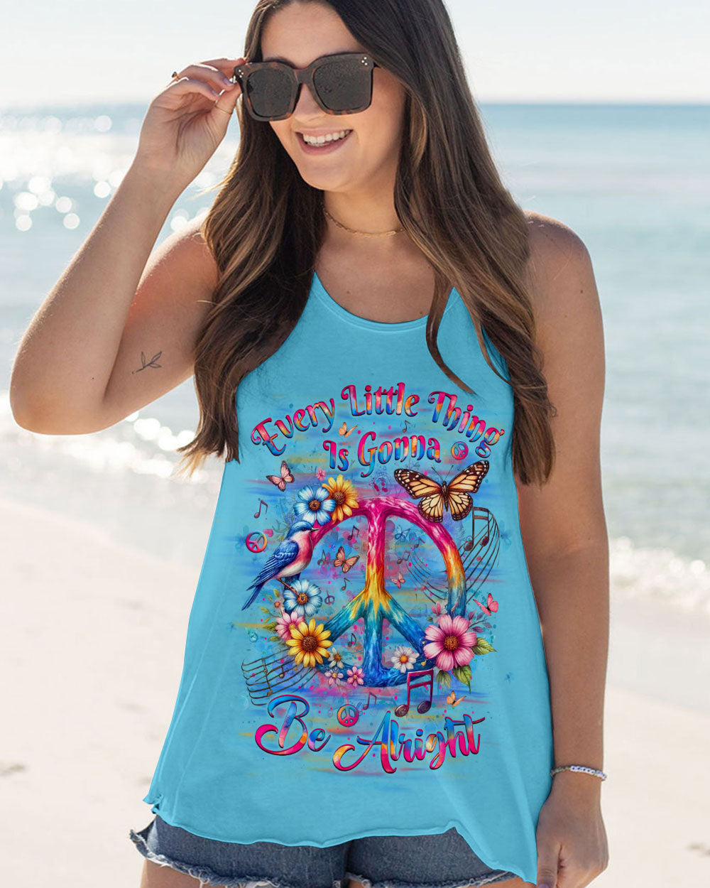 Every Little Thing Is Gonna Be Alright Tie Dye Peace Sign AOP Shirts _10_ iOdHm