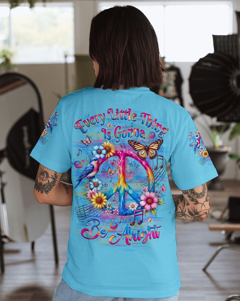 Every Little Thing Is Gonna Be Alright Tie Dye Peace Sign AOP Shirts _1_ C9alh