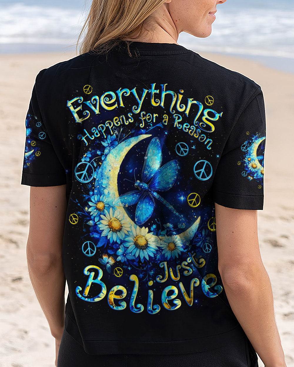 Everything Happens for a Reason Just Believe Dragonfly Moon Graphic AOP Shirts _12_ zBUhO