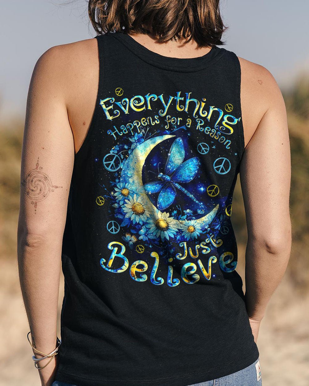 Everything Happens for a Reason Just Believe Dragonfly Moon Graphic AOP Shirts _7_ AHBJa