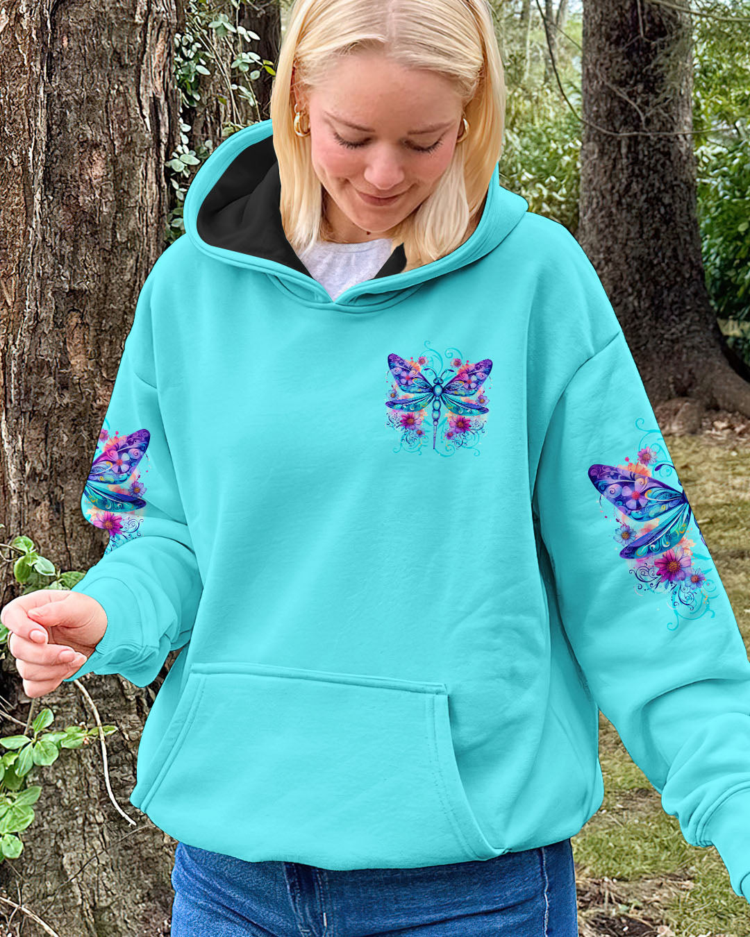 Everything Happens for a Reason Just Believe Dragonfly and Flower Design AOP Shirts _6_ oV7zG