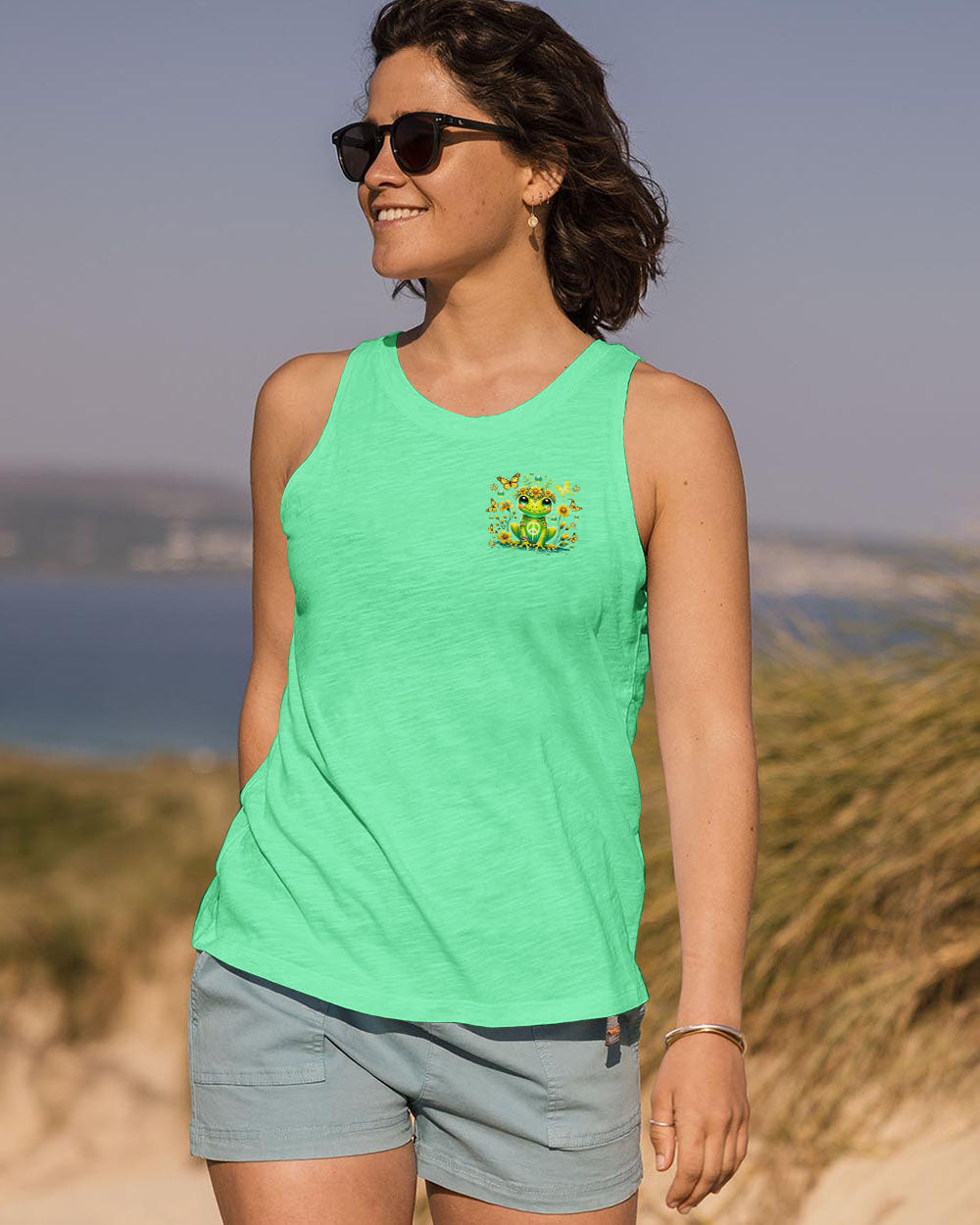 Everything Happens for a Reason Just Believe Green Frog Peace Sign Hippie AOP Shirts _9_ RYf4a