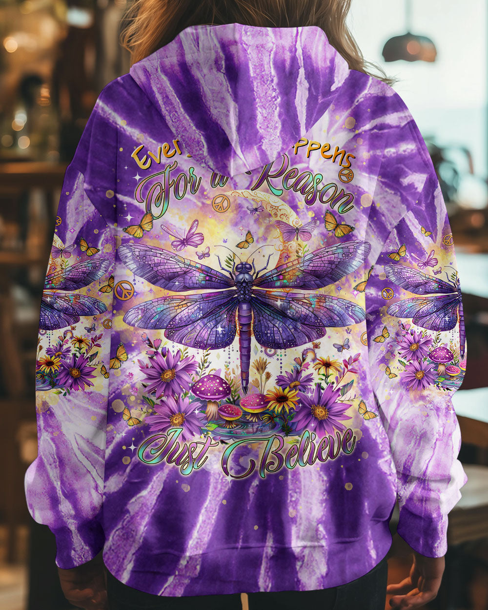Everything Happens for a Reason Just Believe Purple Tie Dye Dragonfly AOP Shirts _12_ je3bQ