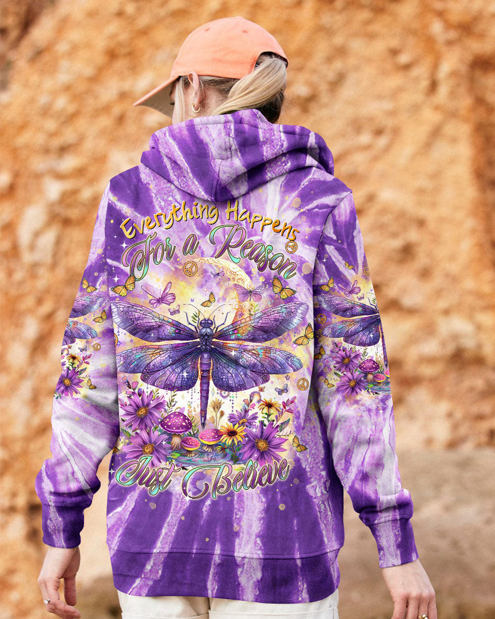 Everything Happens for a Reason Just Believe Purple Tie Dye Dragonfly AOP Shirts _13_ QJ6sS