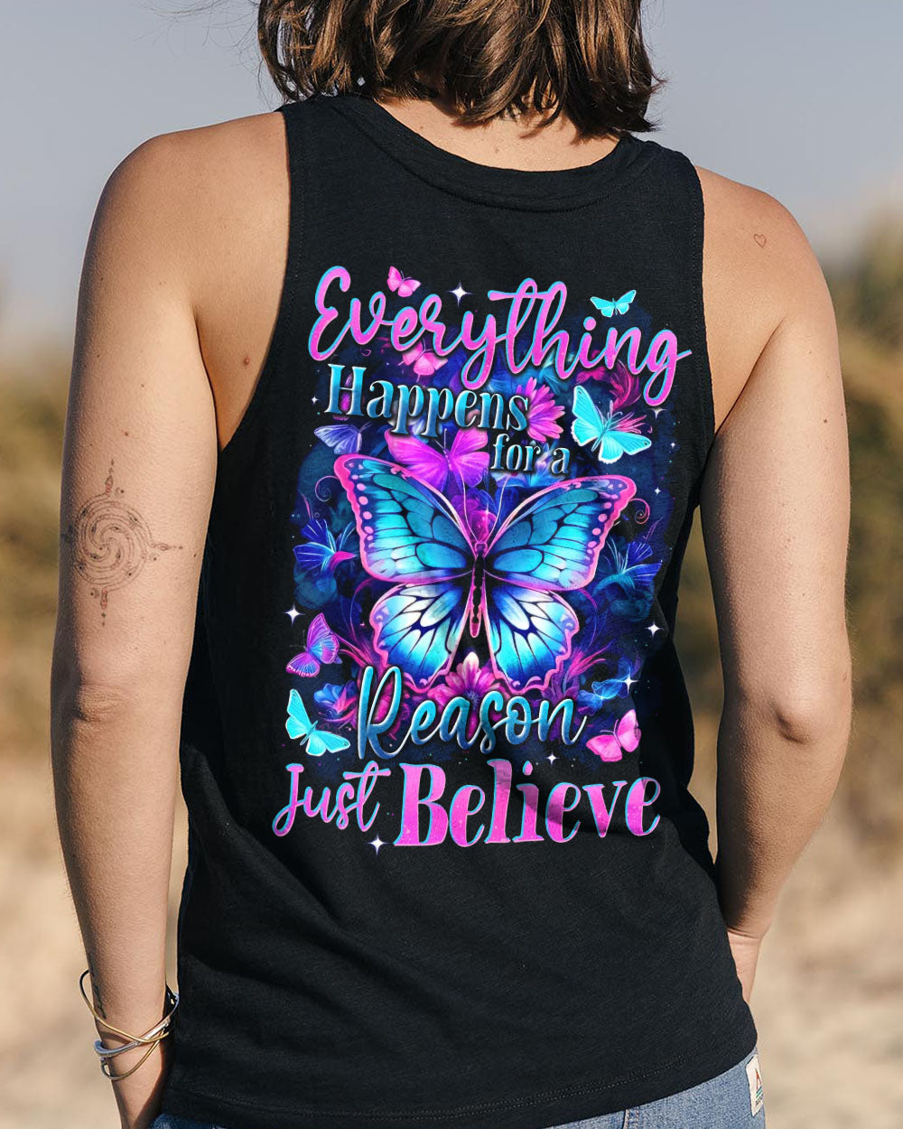 Everything Happens for a Reason just Believe Inspirational Butterfly AOP Shirts _13_ e1uA0