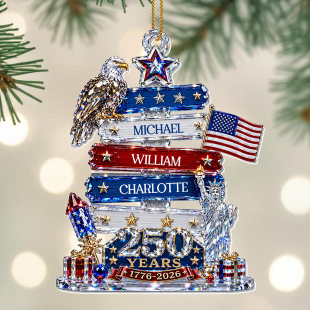 USA 250th Anniversary - Personalized Acrylic Ornament - Christmas Gift For Friends