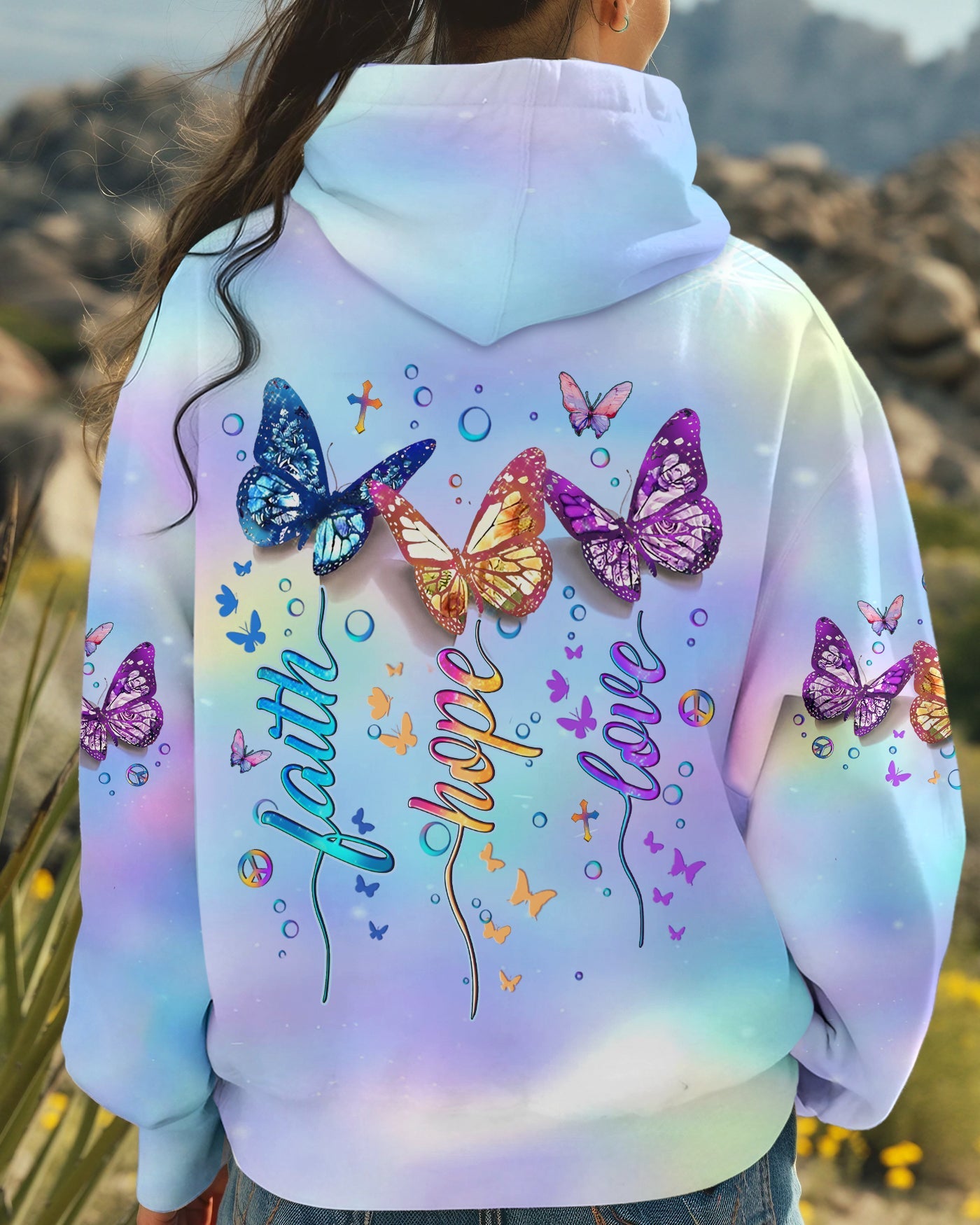 Faith Hope Love Colorful Pastel Butterfly Tie Dye Graphic AOP Shirts _1_ iM9Ds