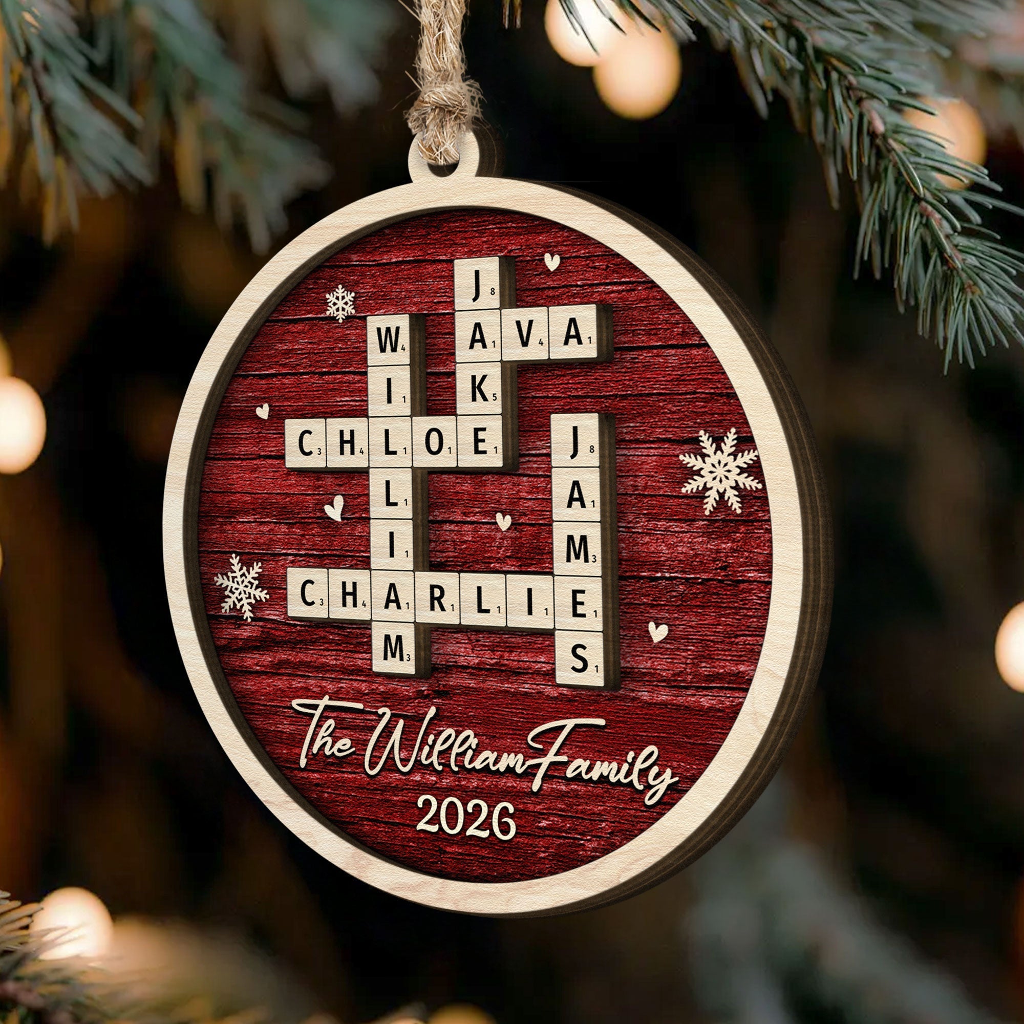 Family Name Scrabble Christmas Personalized Wooden Ornament_2_478ba6d4 39c3 4a85 8f48 37eb20440184