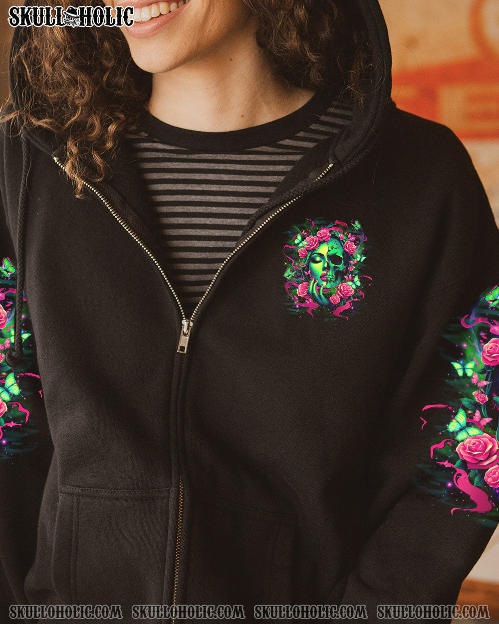 Figure Me Out Im a Special Kind of Twisted Skull Girl Dark Floral Gothic AOP Shirts _10_ sqtvl