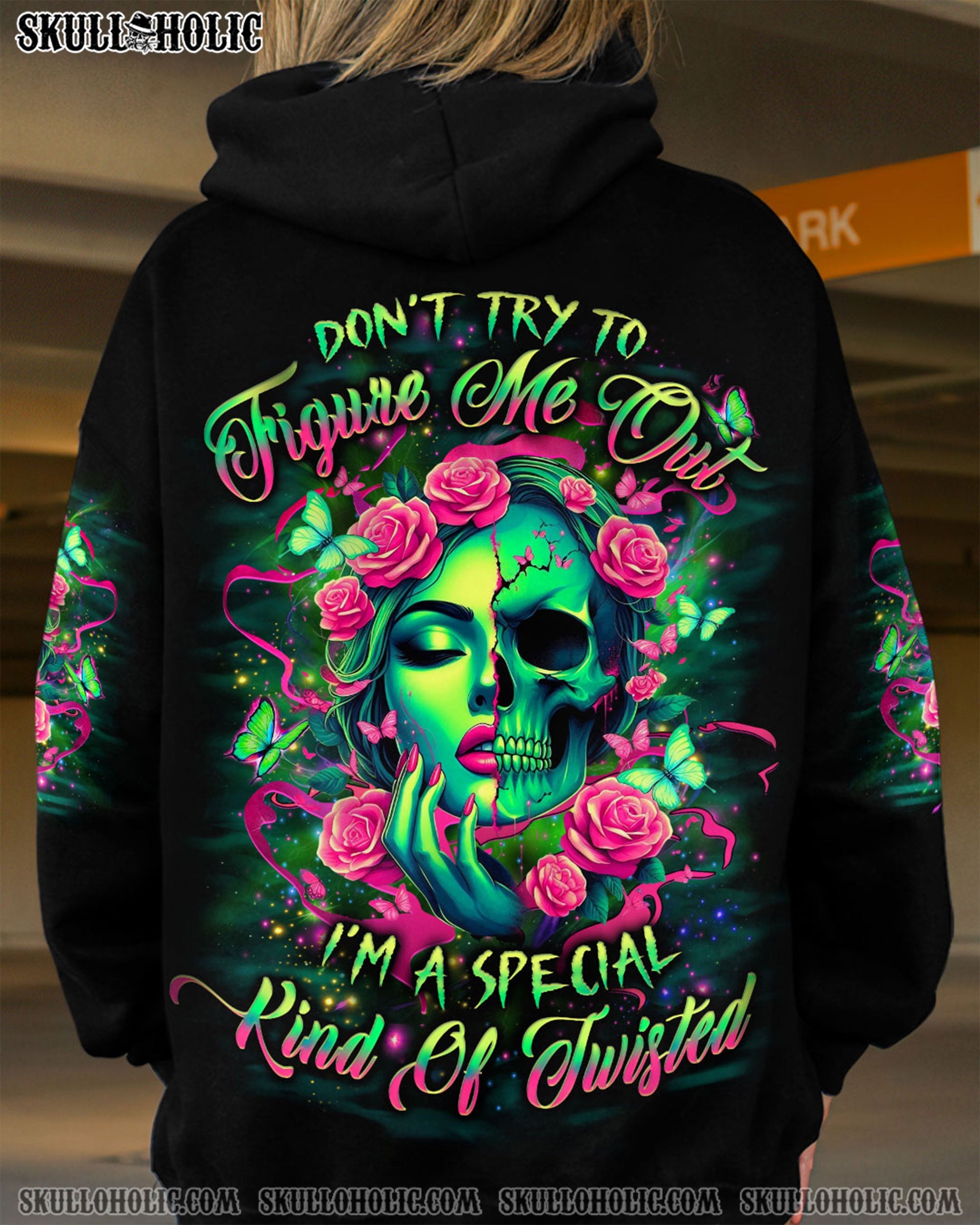 Figure Me Out Im a Special Kind of Twisted Skull Girl Dark Floral Gothic AOP Shirts _7_ Rj4gN