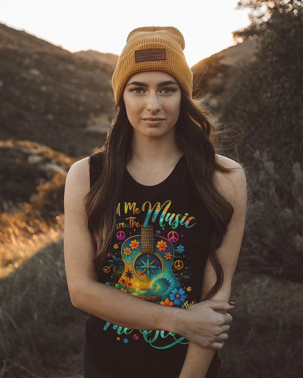 Find Me Where The Music Meets The Ocean Guitar Colorful with Flowers Design for Women AOP Shirts _11_ eGDic