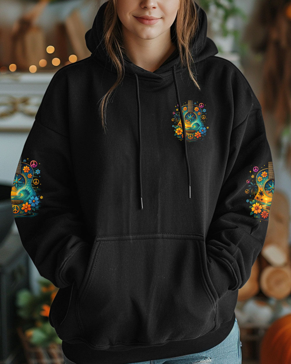 Find Me Where The Music Meets The Ocean Guitar Colorful with Flowers Design for Women AOP Shirts _6_ vl7xs