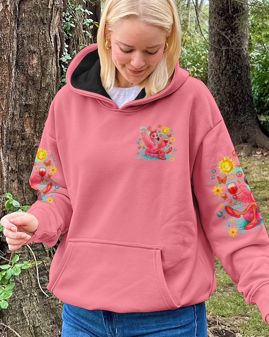 Float Drink Tan Repeat Funny Flamingo Pink Summer Vibes Design for Women AOP Shirts _6_ 0NpBV