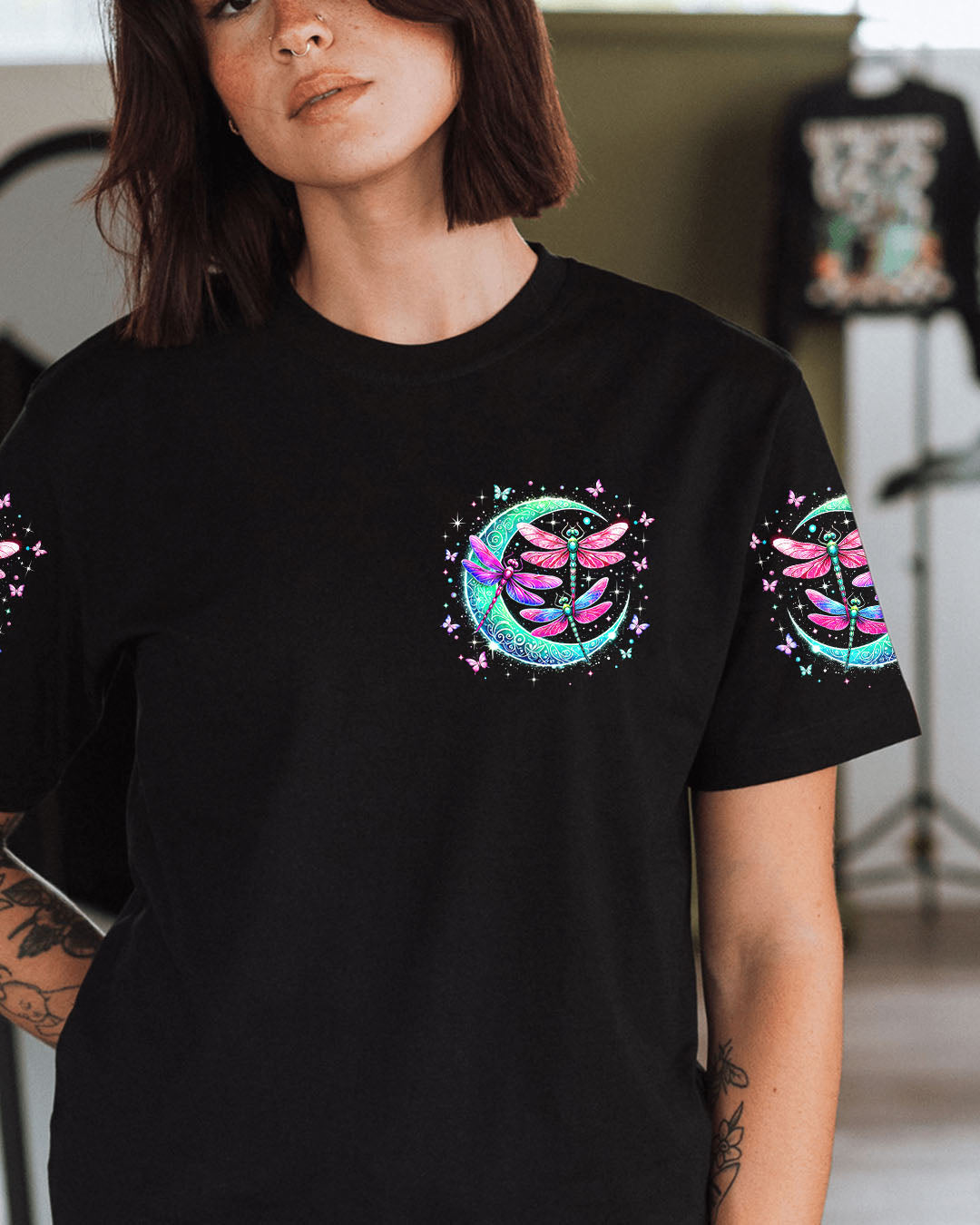 Fly Me to the Moon Let Me Play Among the Stars Magical Glow Dragonfly AOP Shirts _2_ 26wgV