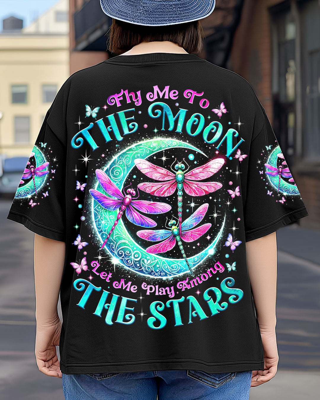 Fly Me to the Moon Let Me Play Among the Stars Magical Glow Dragonfly AOP Shirts _3_ 2JgP7