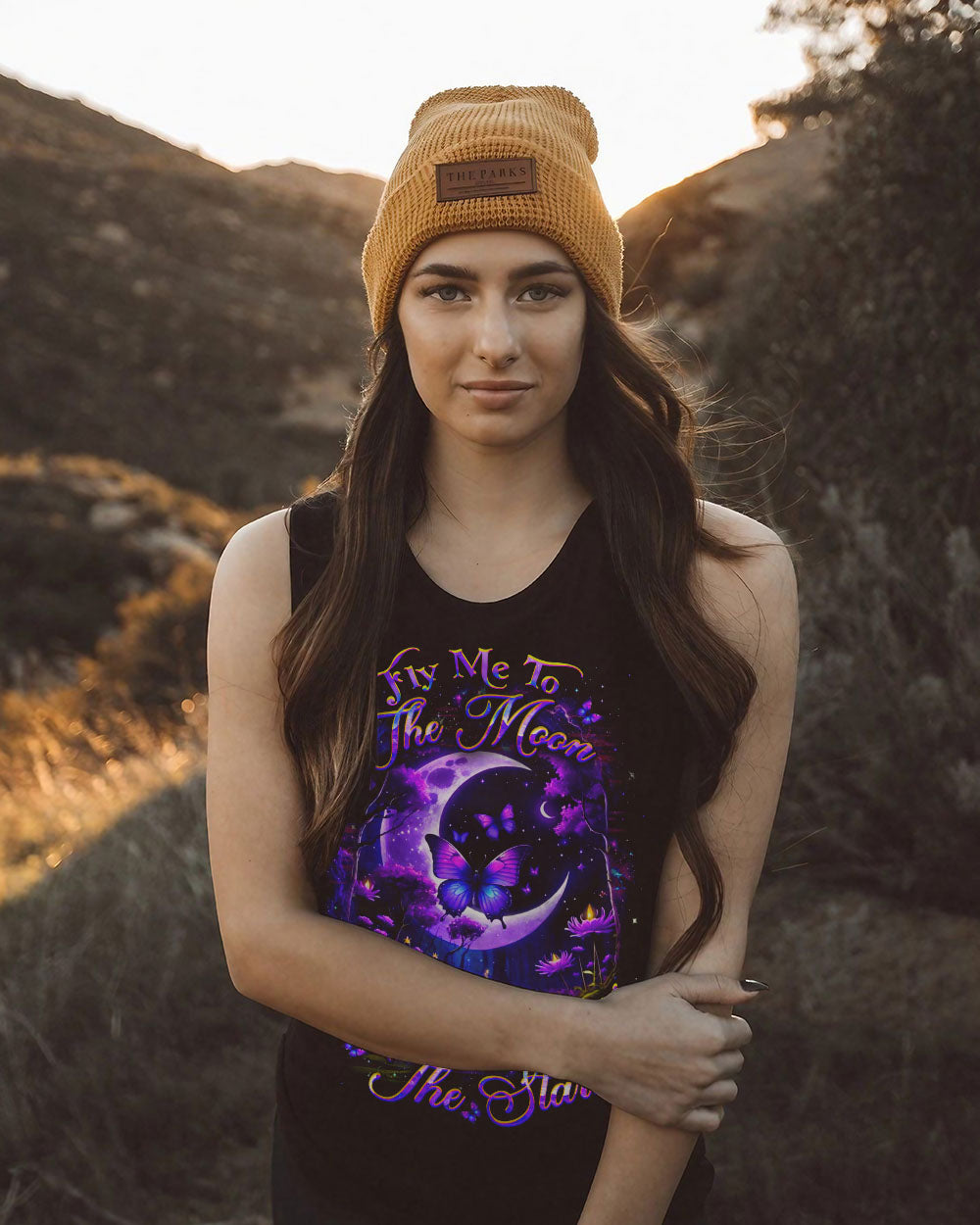 Fly Me to the Moon Let Me Play Among the Stars Purple Moon Butterfly AOP Shirts _11_ M0XHp