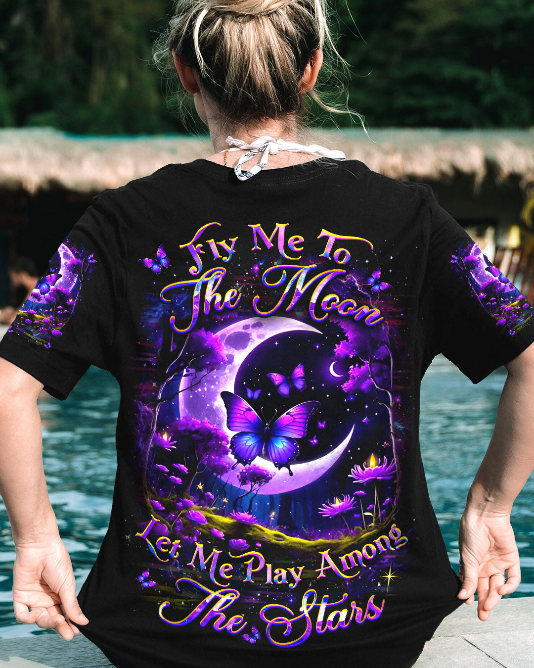 Fly Me to the Moon Let Me Play Among the Stars Purple Moon Butterfly AOP Shirts _3_ VI54U
