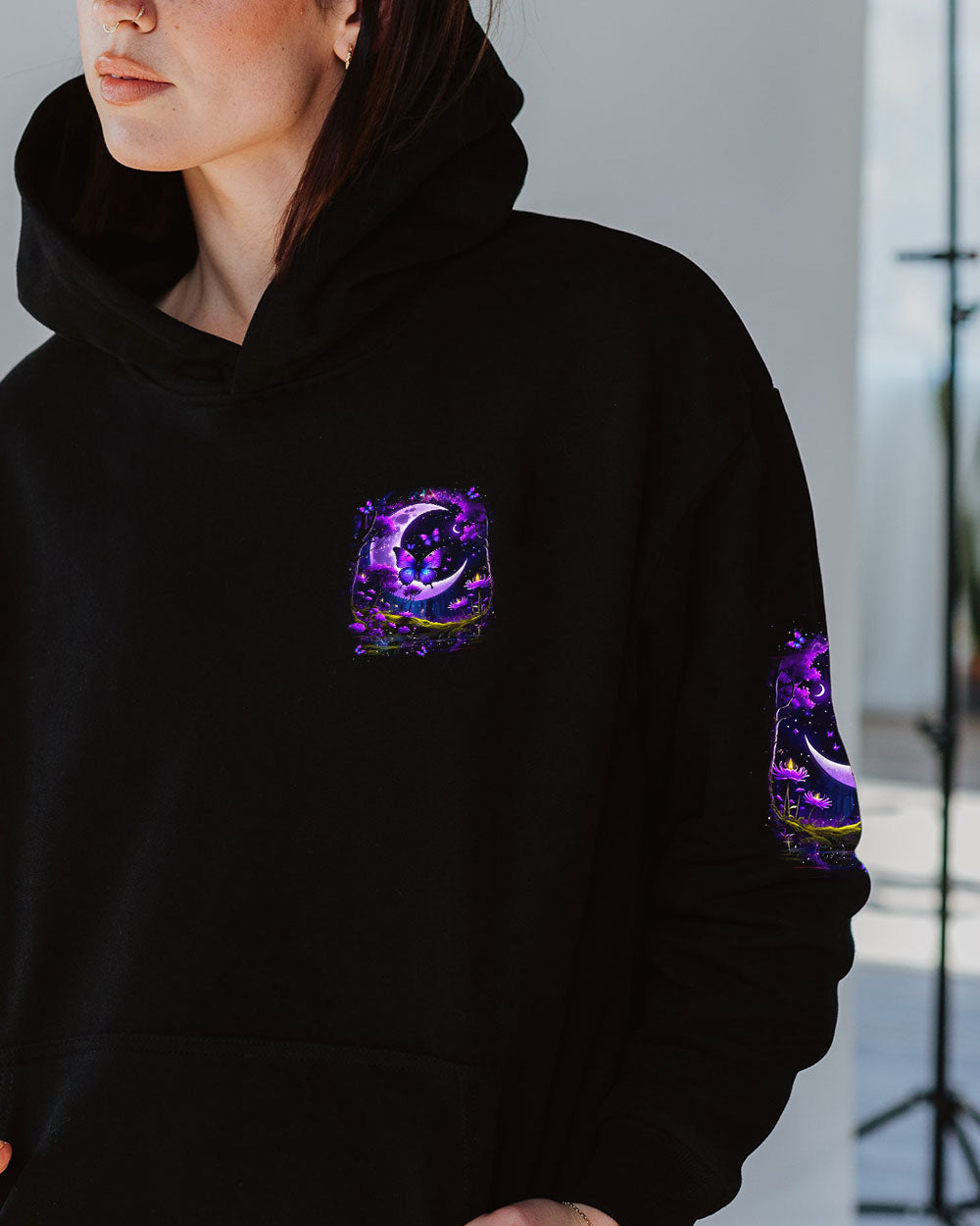 Fly Me to the Moon Let Me Play Among the Stars Purple Moon Butterfly AOP Shirts _6_ VFgrF