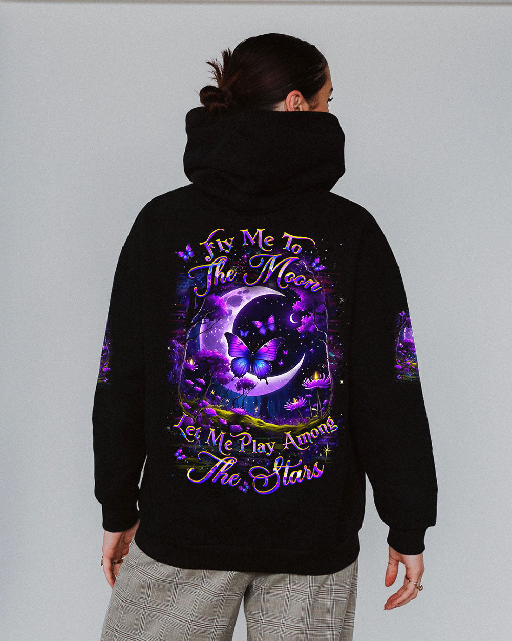 Fly Me to the Moon Let Me Play Among the Stars Purple Moon Butterfly AOP Shirts _7_ baQOC