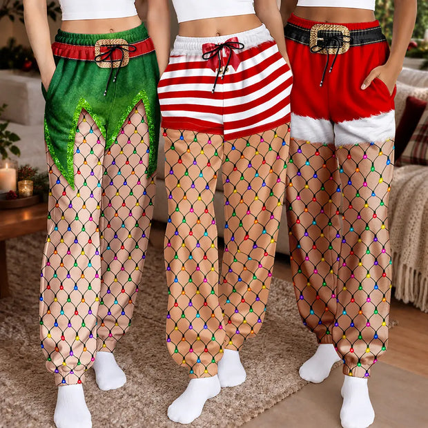 Women's Funny Christmas Pajama Pants, Holiday Lounge Wear - Personalized Sweat Pants