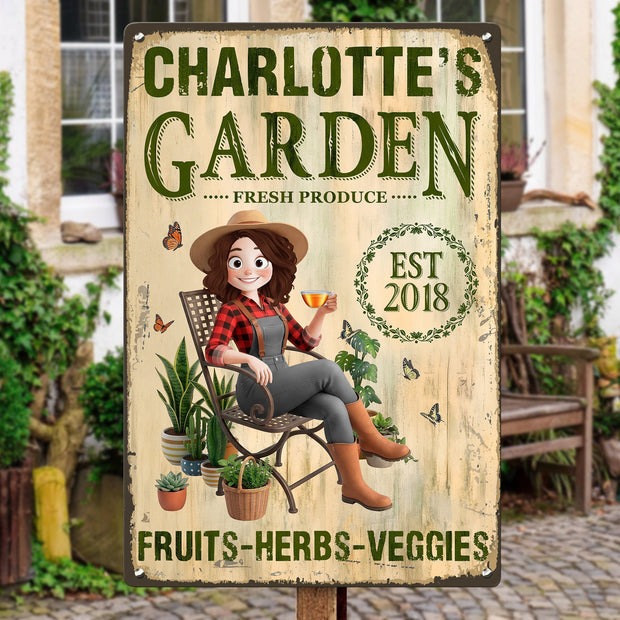 Garden Herbs And Veggie - Personalized Metal Sign - Gift For Garden Lovers
