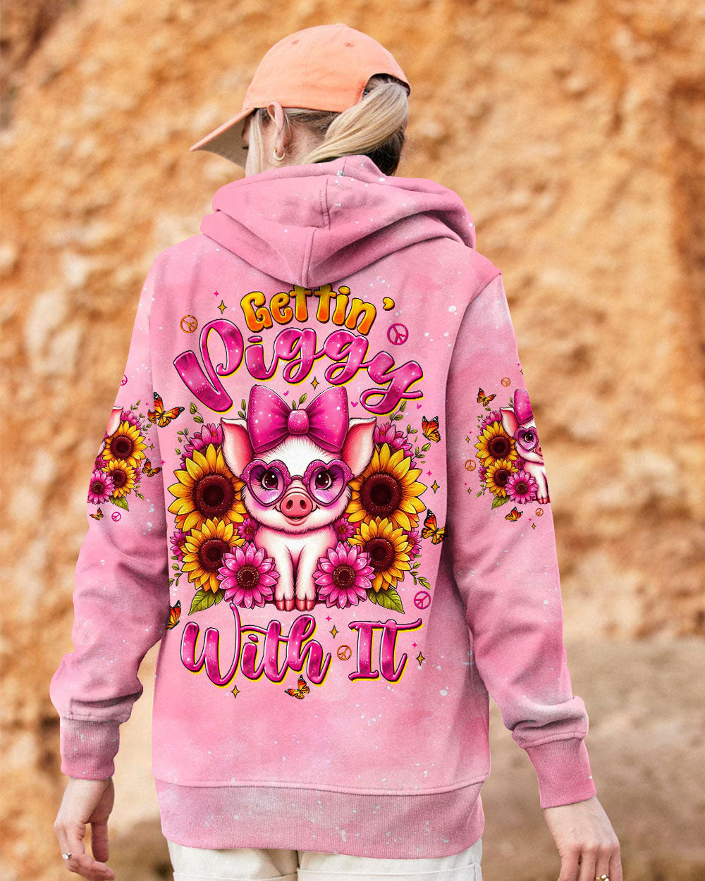 Gettin Piggy With It Cute Piggy with Hippie Sunflower AOP Shirts _11_ UTMem