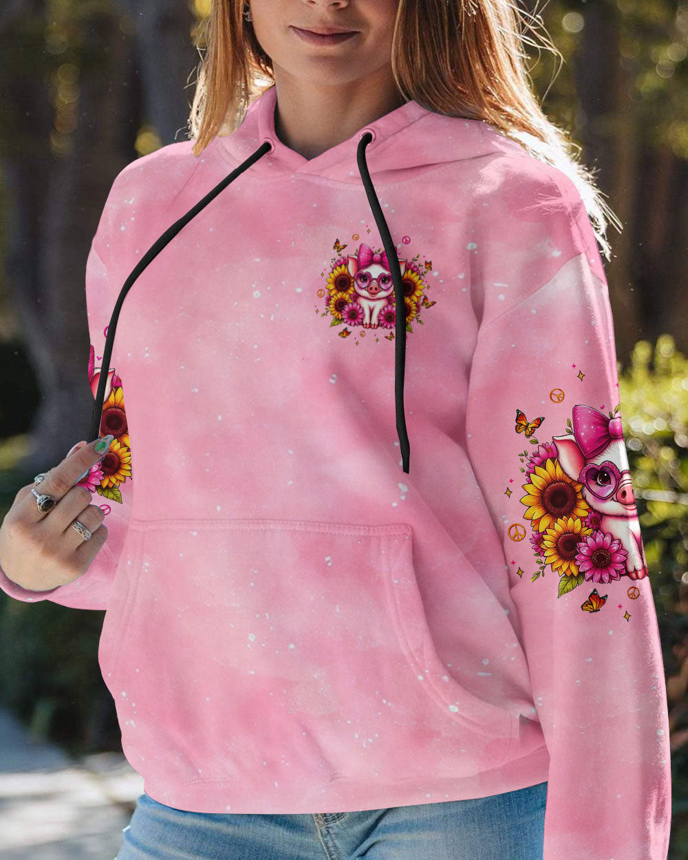 Gettin Piggy With It Cute Piggy with Hippie Sunflower AOP Shirts _16_ whC31