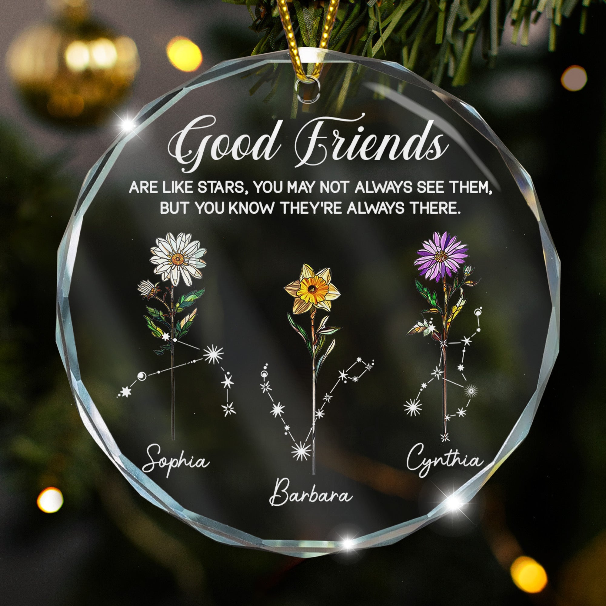 Good Friends Are Like Stars Custom Birth Month _ Zodiac Star Sign Personalized Glass Ornament_1