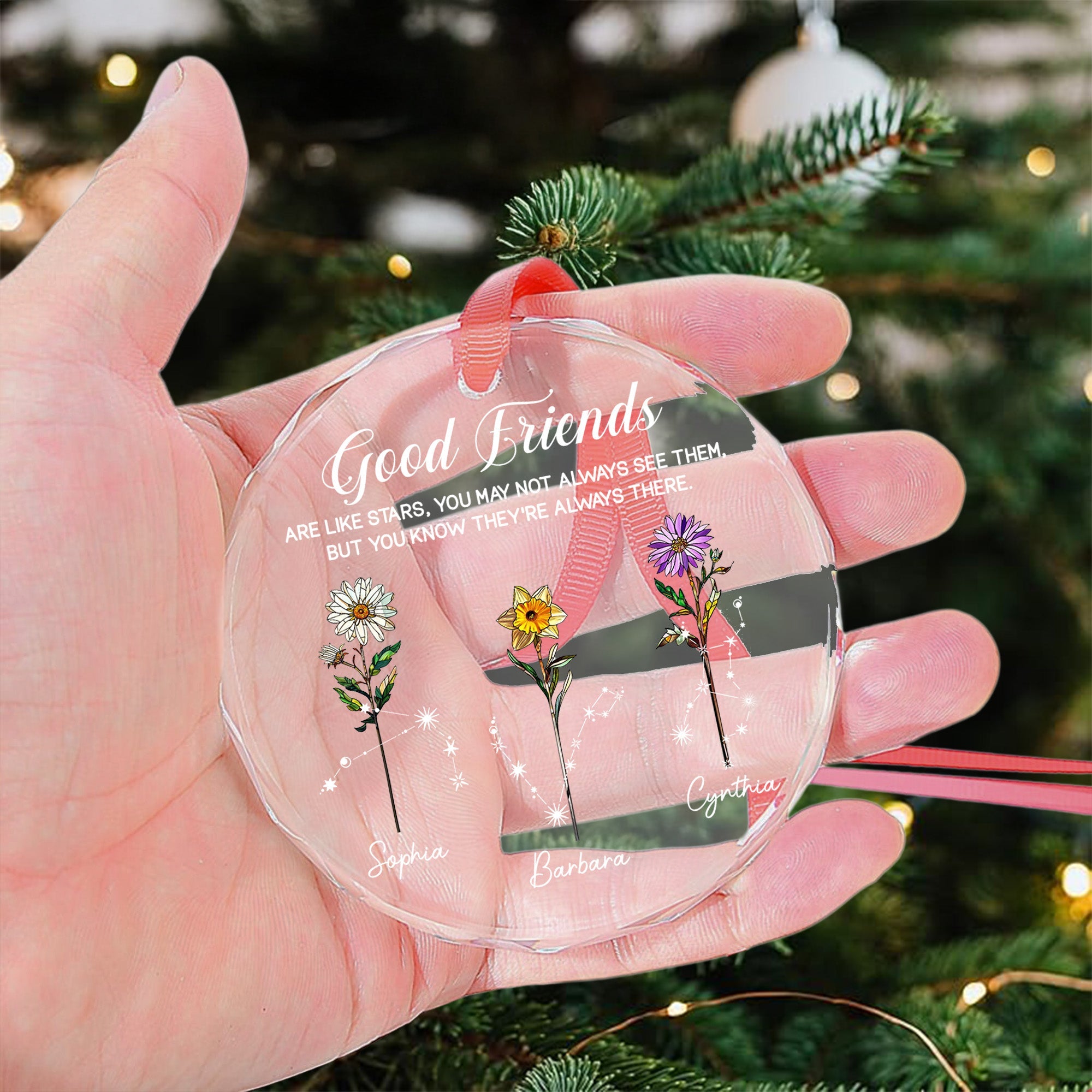 Good Friends Are Like Stars Custom Birth Month _ Zodiac Star Sign Personalized Glass Ornament_3