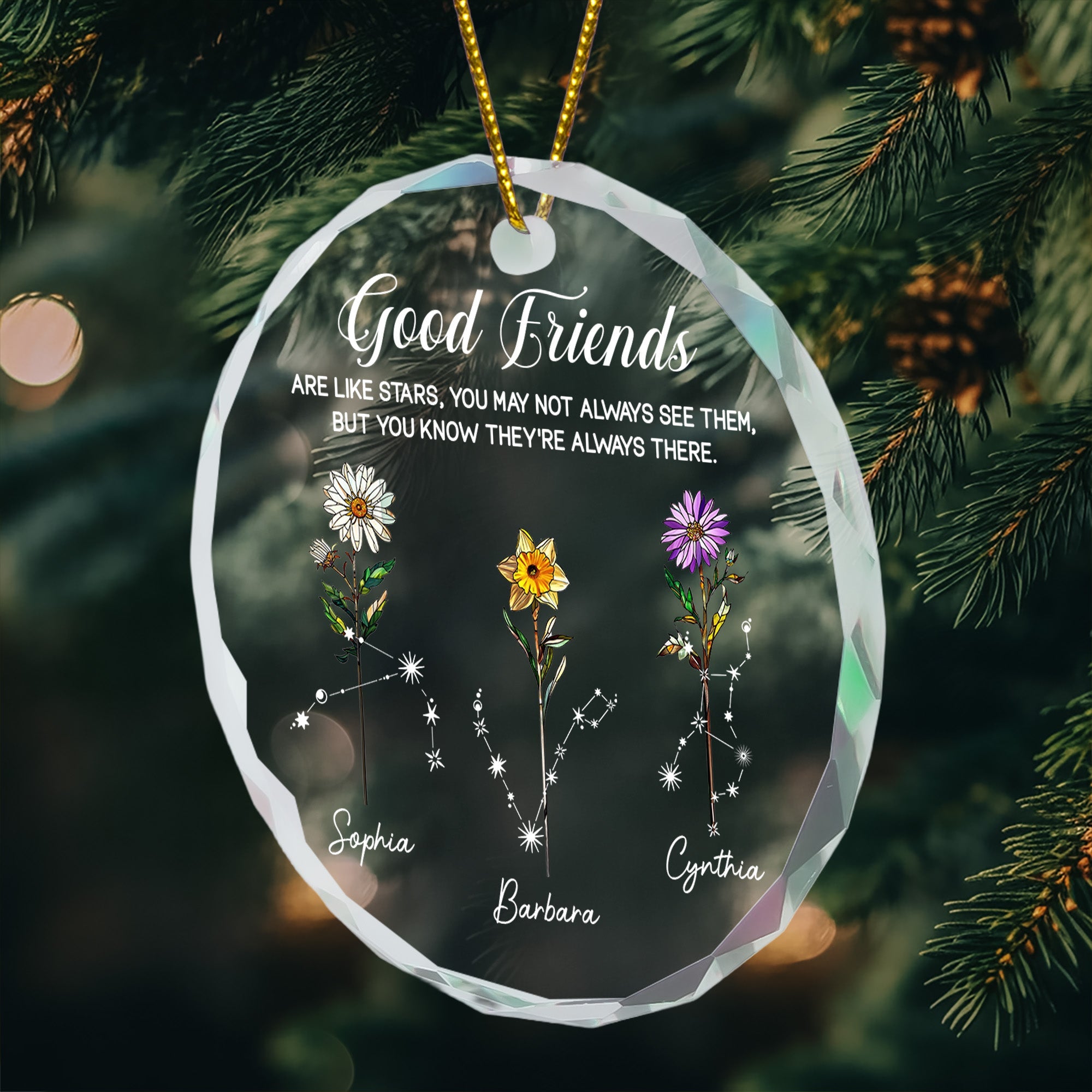 Good Friends Are Like Stars Custom Birth Month _ Zodiac Star Sign Personalized Glass Ornament_5