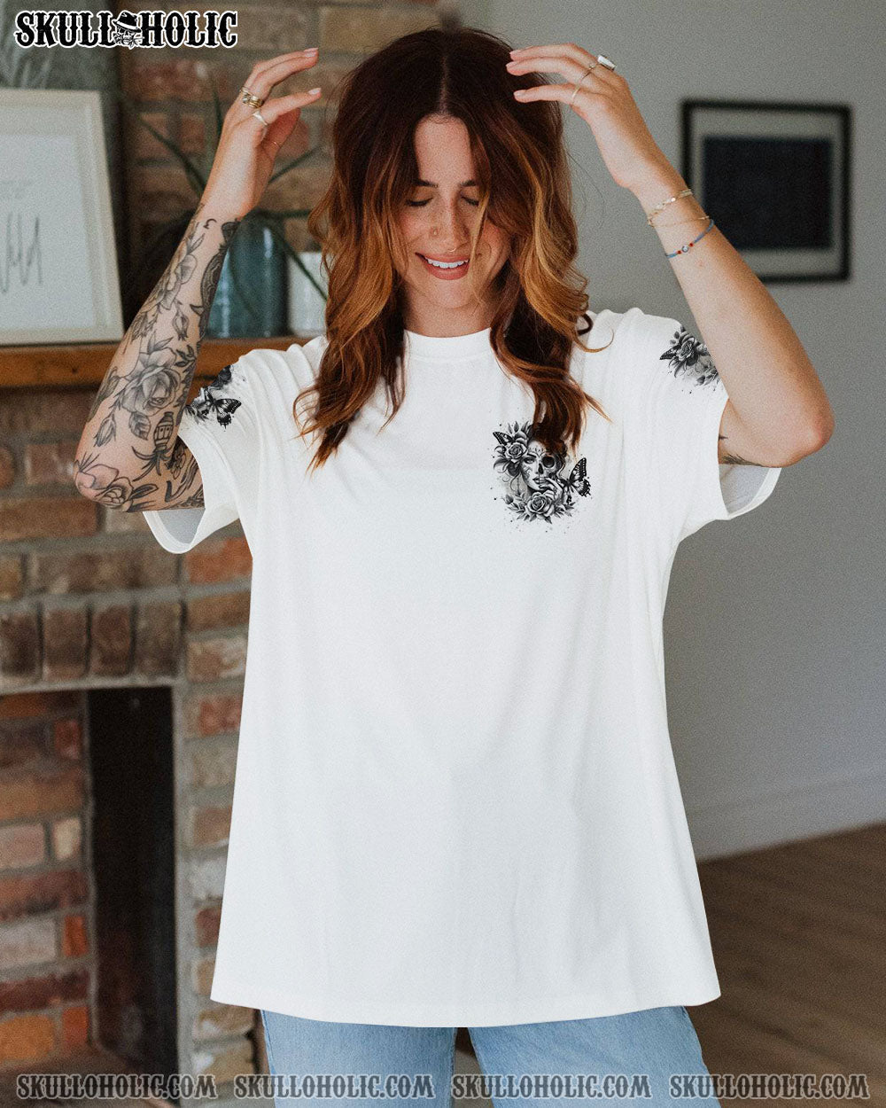 Good Girl Gone Bad The B in Me Came Out Gothic Skull _26 Roses Attitude AOP Shirts _10_ xZ8YB