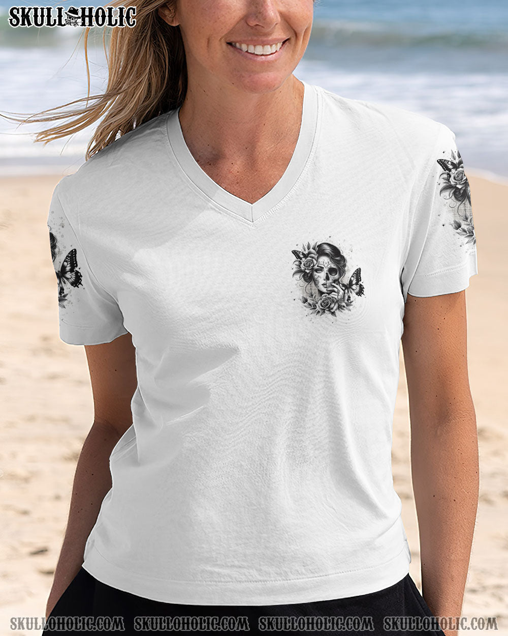 Good Girl Gone Bad The B in Me Came Out Gothic Skull _26 Roses Attitude AOP Shirts _12_ SHt4M