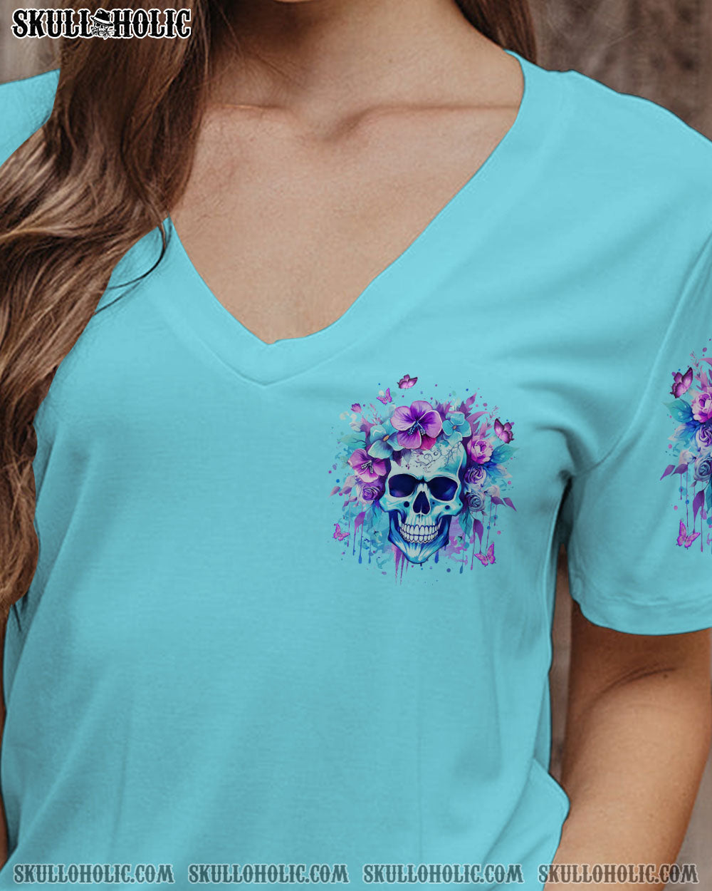 Good Girl gone Bad The B in Me Came Out Purple Skull and Floral Graphic for Women AOP Shirts _12_ Pcjlt