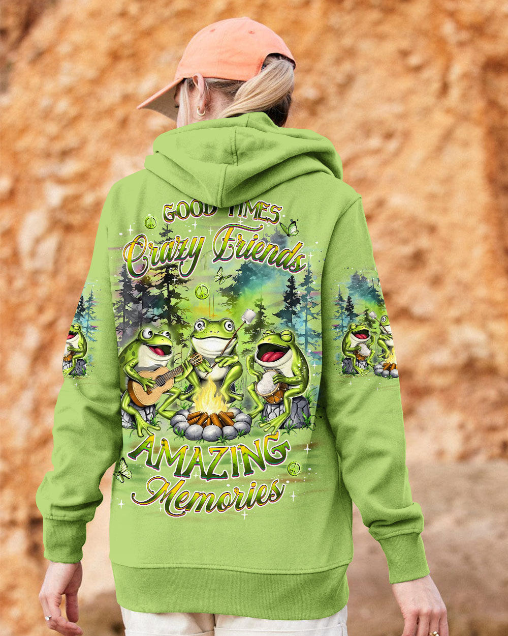 Good Times Crazy Friends Amazing Memories Frog Camping Campfire AOP Shirts _4_ Bl1zV