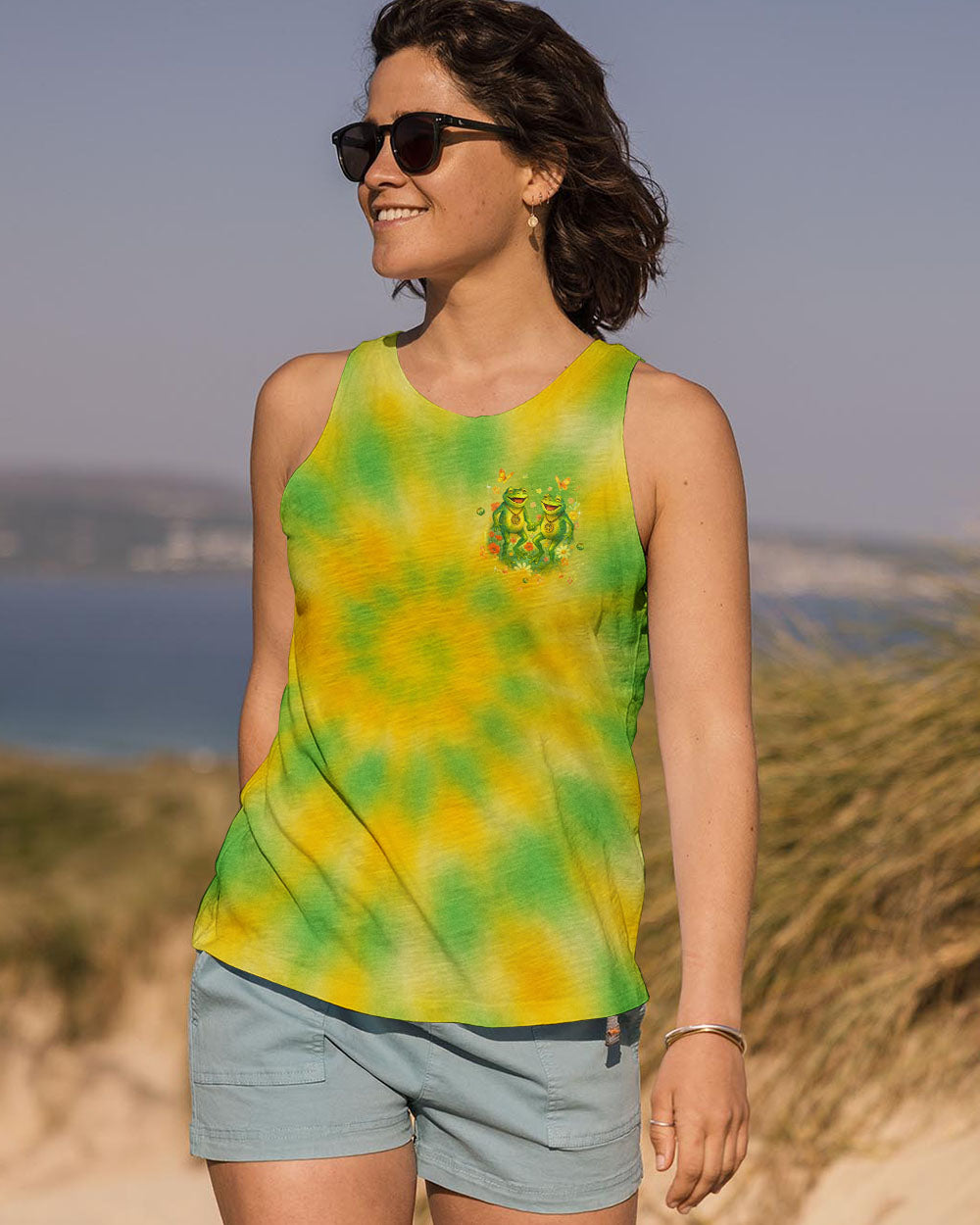 Good Times Crazy Friends Amazing Memories Yellow and Green Tie Dye for Women AOP Shirts _13_ Fz8Uv