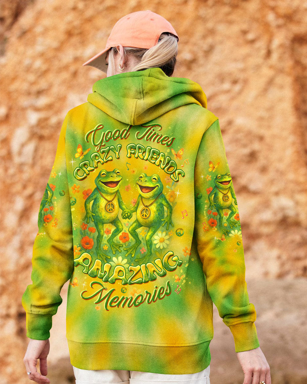 Good Times Crazy Friends Amazing Memories Yellow and Green Tie Dye for Women AOP Shirts _2_ Xmeqd