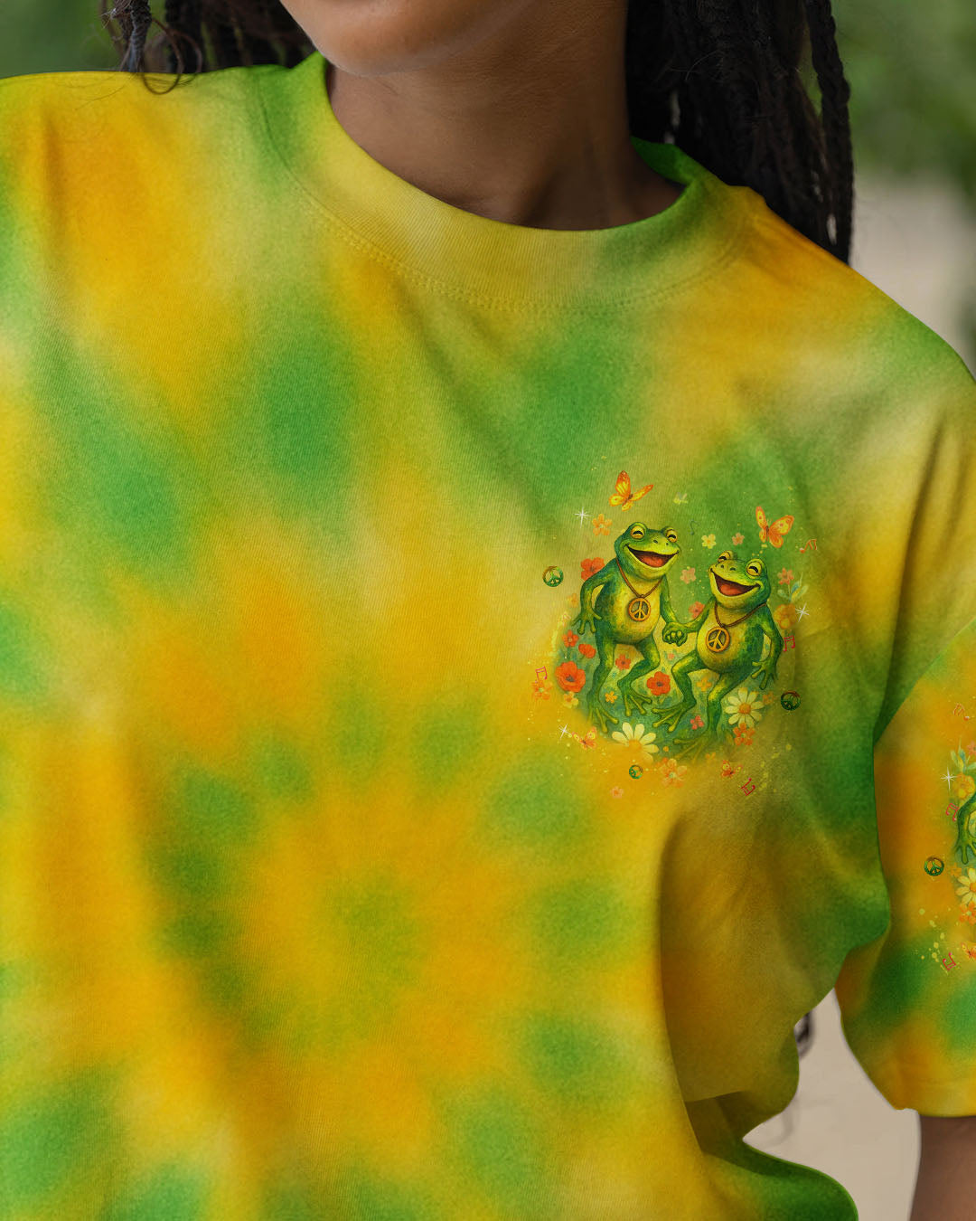 Good Times Crazy Friends Amazing Memories Yellow and Green Tie Dye for Women AOP Shirts _3_ HSPkG
