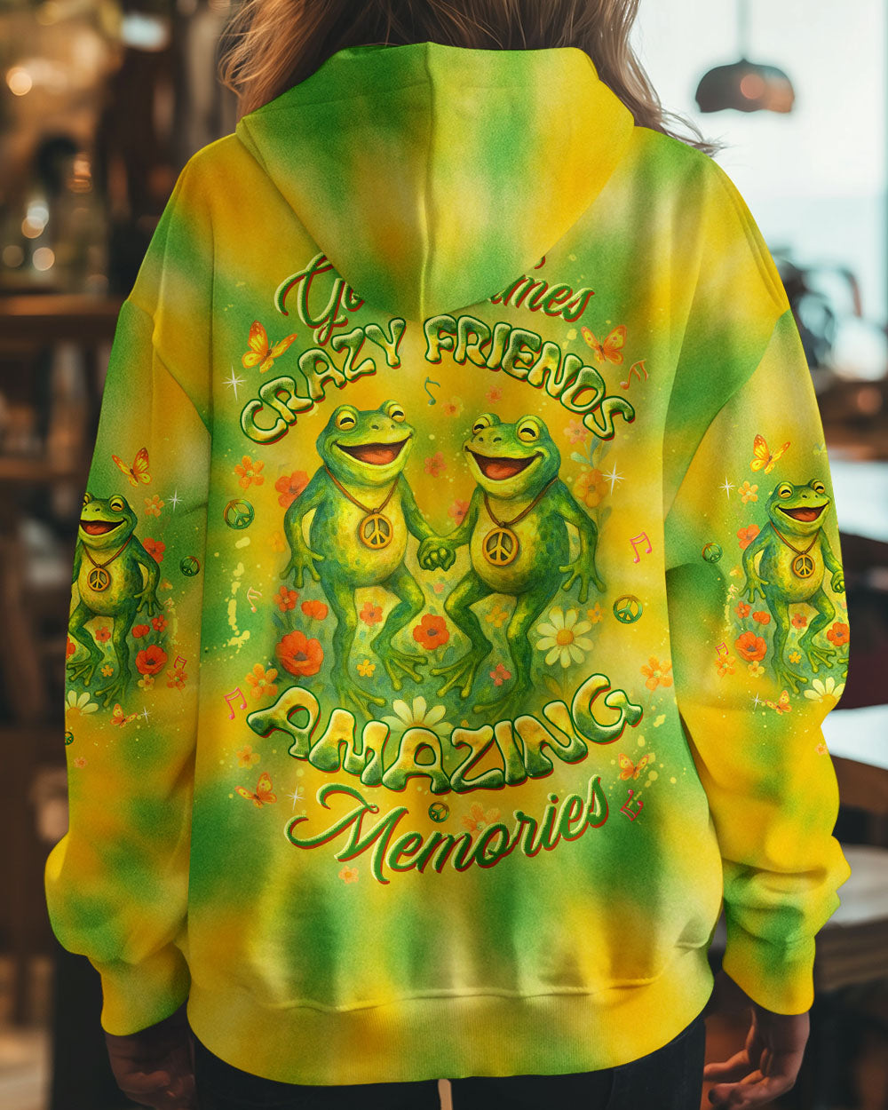 Good Times Crazy Friends Amazing Memories Yellow and Green Tie Dye for Women AOP Shirts _8_ haHYn