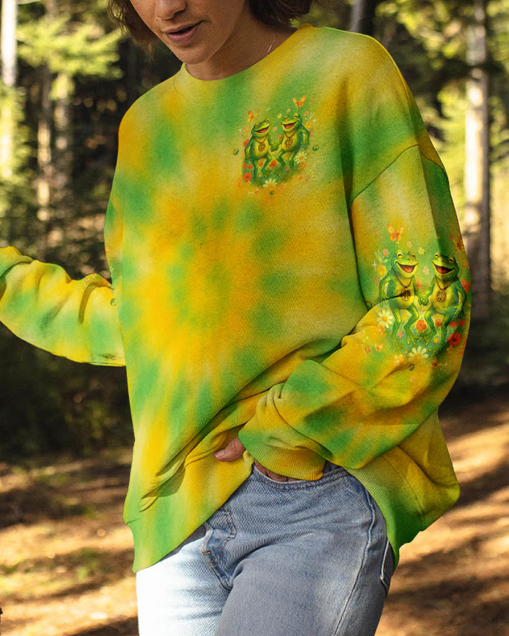 Good Times Crazy Friends Amazing Memories Yellow and Green Tie Dye for Women AOP Shirts _9_ 0IZtX