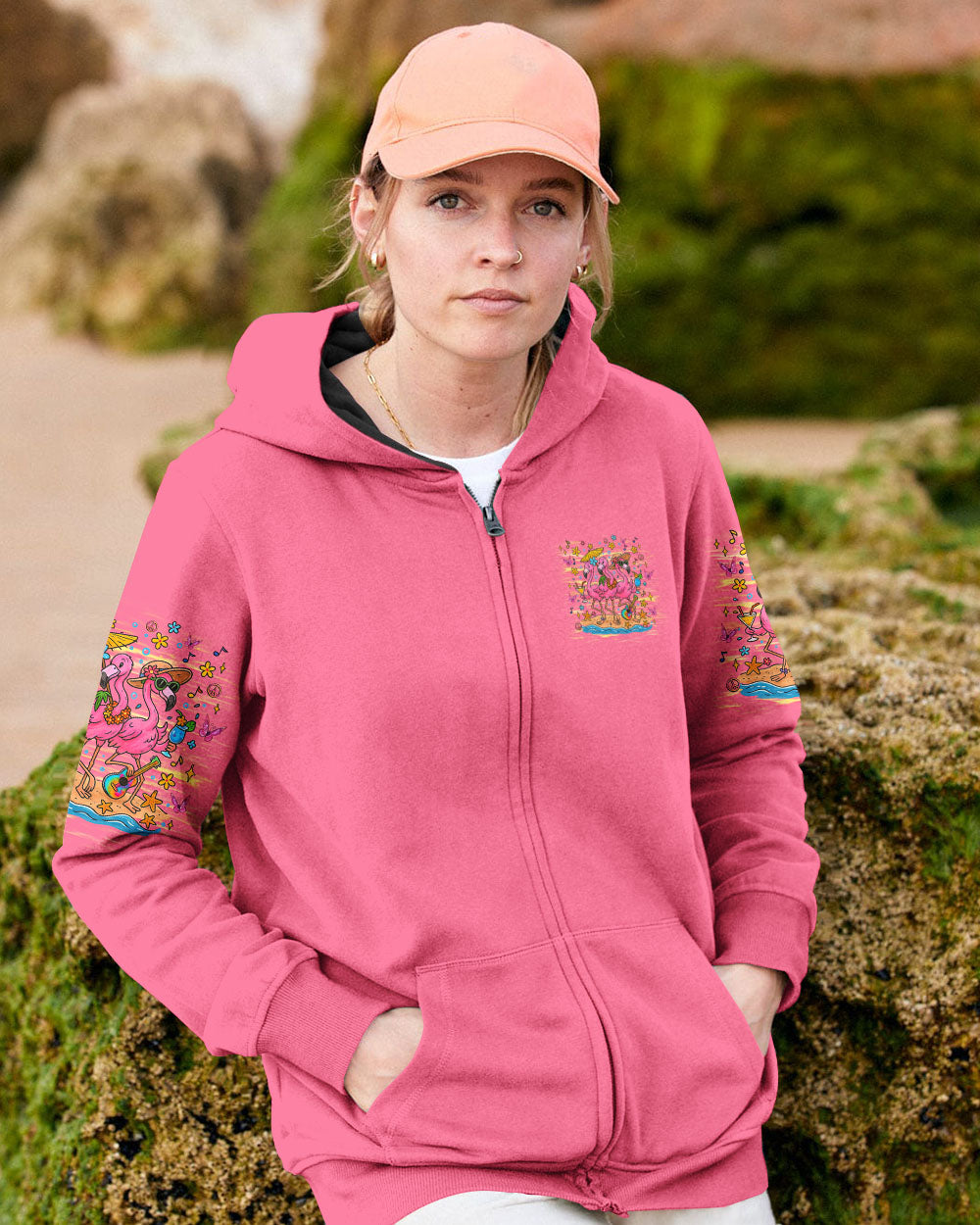 Good Times Crazy Friends Flamingo Fun and Colorful Summer Graphic Tee for Women AOP Shirts _11_ almKD